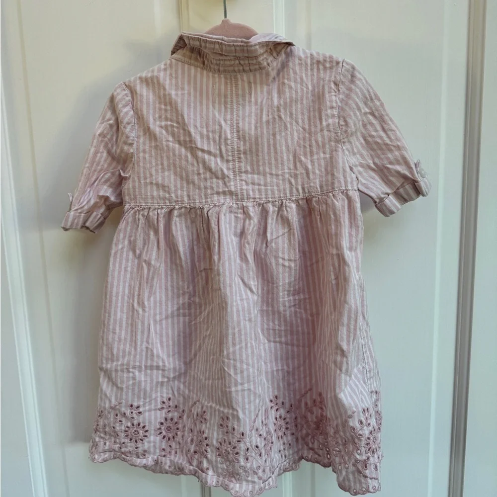 Old Navy 2T Pink & White Girls Striped Long sleeve Blouse Top